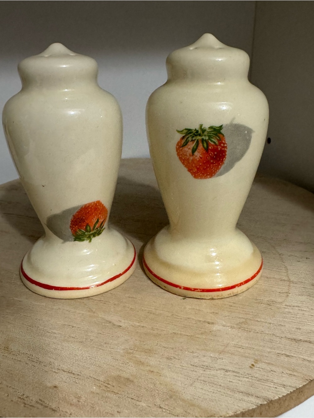 Vintage-Style Strawberry Ceramic Salt and Pepper Shakers - Cream